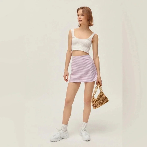 Urban Outfitters Lavender  Gingham Mini Skirt - Picture 2 of 8